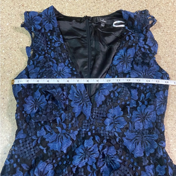 NWOT Lulus Molinetto Navy Blue Lace Ruffled Tiered Sleeveless Maxi Dress - Picture 3 of 10